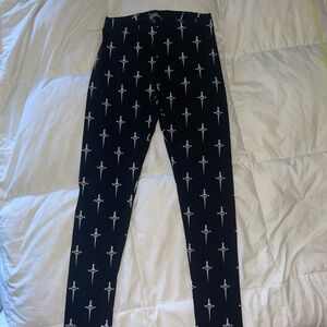 Lip Service Black Leggings with White Crosses